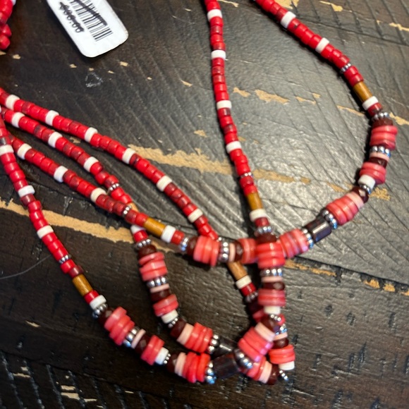 NWT Free People 3 layer red beaded necklace - Picture 7 of 7